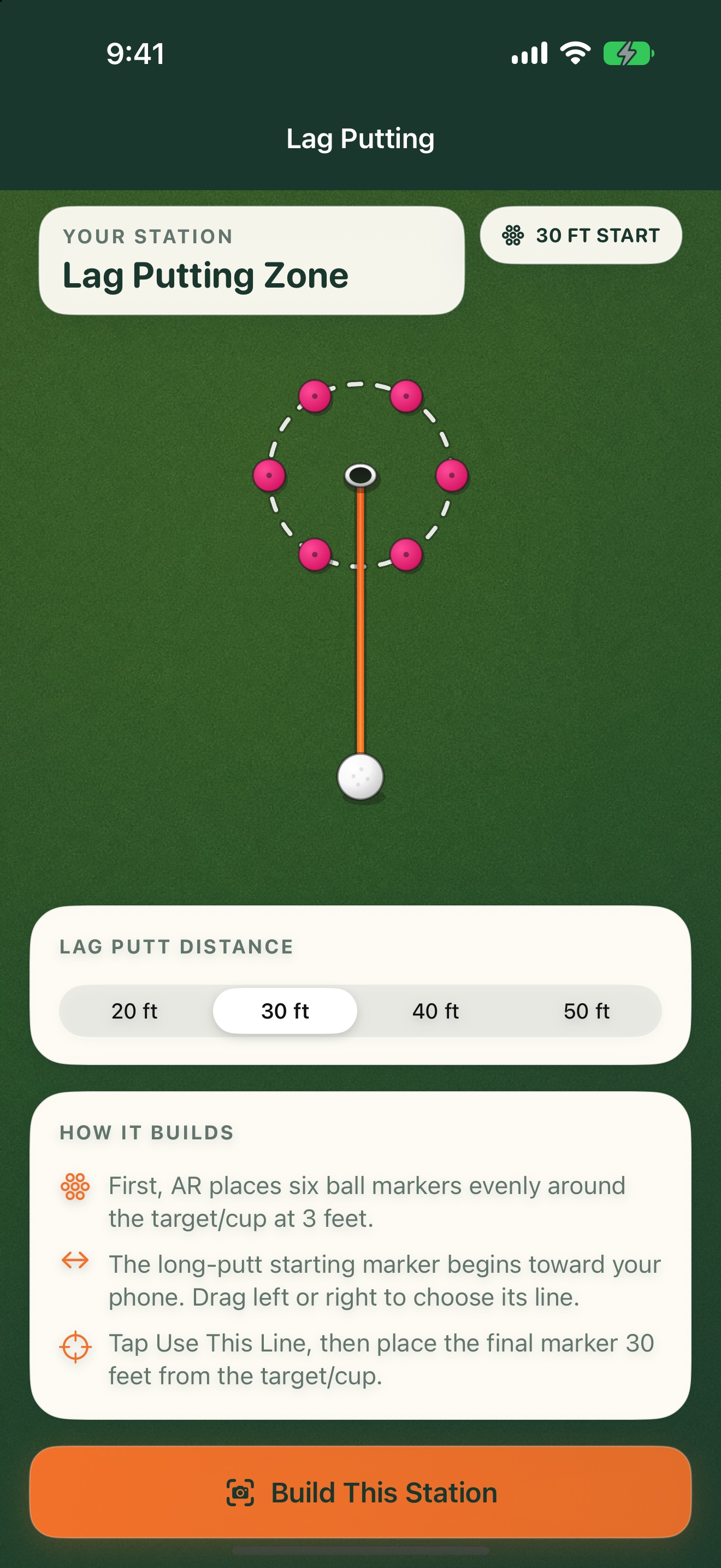 PuttStation Lag Putting station configuration on iPhone